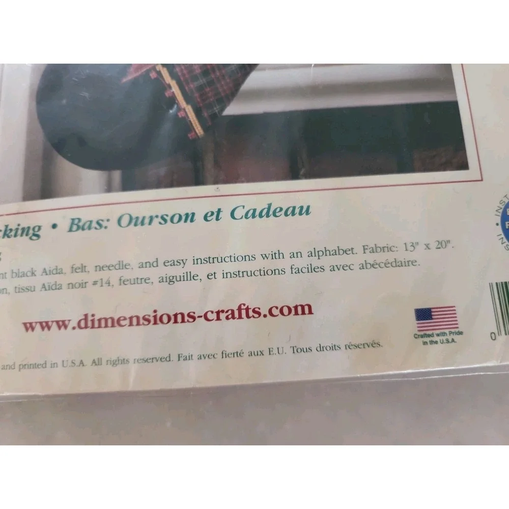 UNOPENED Dimensions Counted Cross Stitch Gift Bearing Teddy Bear Stocking 8682